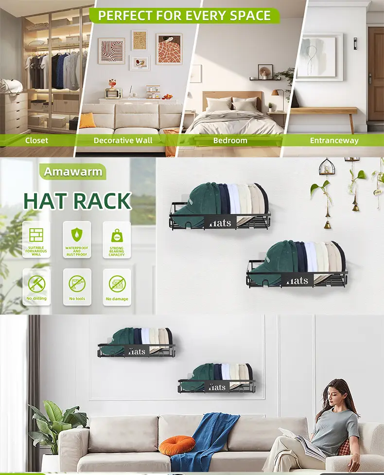 Cross-Border Wall Mount Storage Rack Black — feature 6
