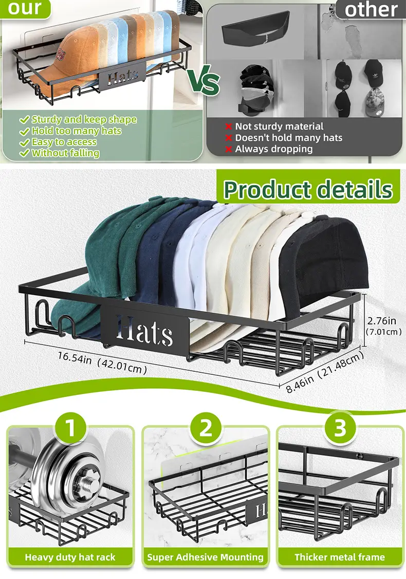Cross-Border Wall Mount Storage Rack Black — feature 7