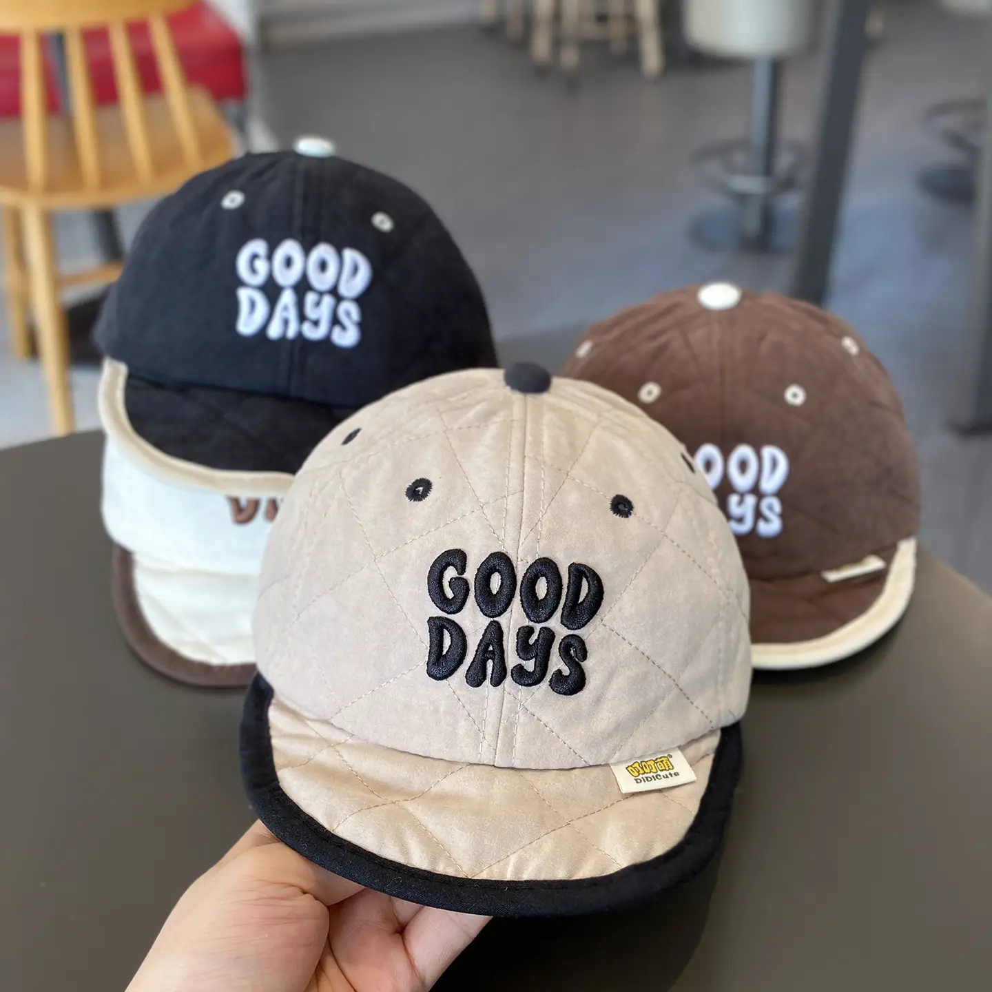 Brown "Good Days" Duckbill Cap for Kids Winter — feature 2