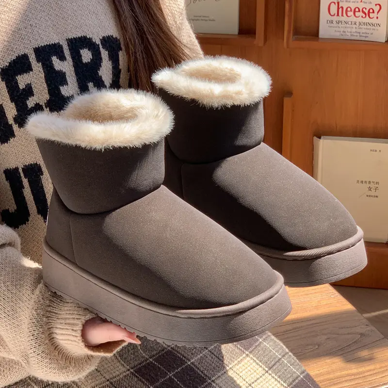 New Thick-Soled Heightening Fur-Knot Bow Cotton Boots for Women in Winter New Velvet Warm Anti-Slip Couple Snow Boots for Men - Image 9