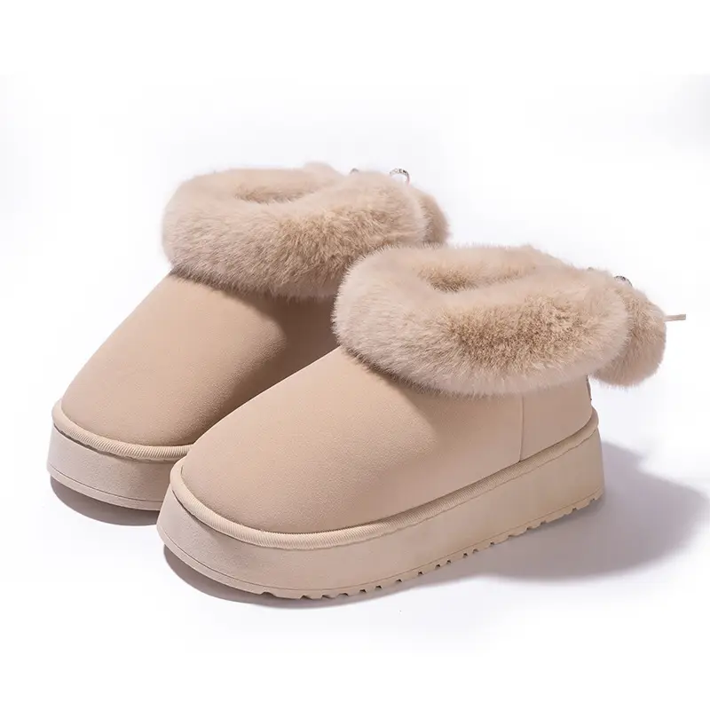 New Thick-Soled Heightening Fur-Knot Bow Cotton Boots for Women in Winter New Velvet Warm Anti-Slip Couple Snow Boots for Men - Image 10