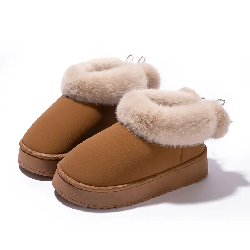 Mingsheng Thick-Soled Cotton Shoes, Winter Home Household Wool Slippers, Autumn and Winter Women's Outer Wear Non-Slip Plush High-Top Snow Boots