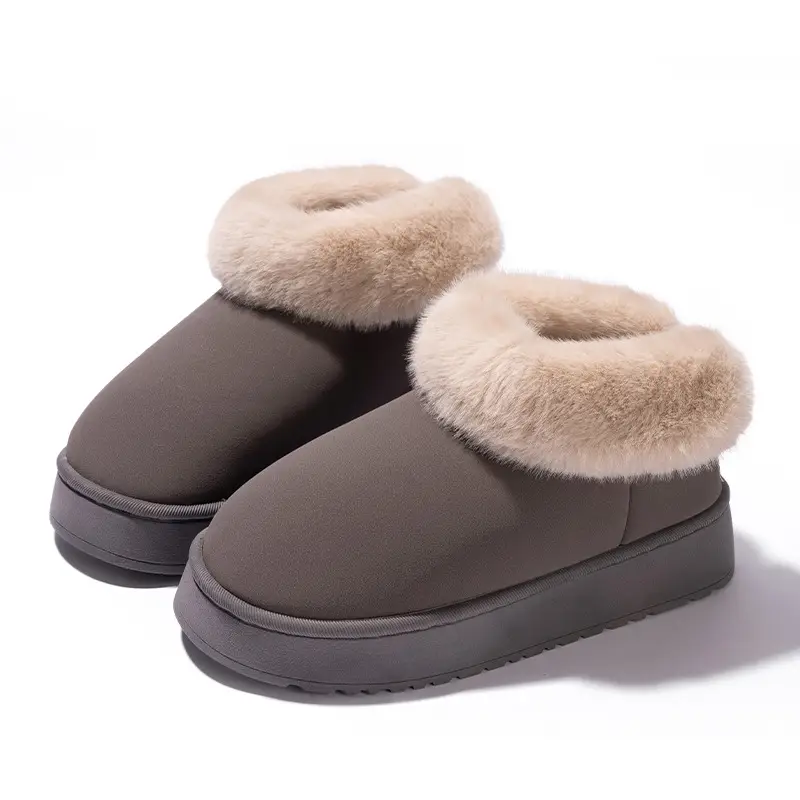 Mingsheng Thick-Soled Cotton Shoes, Winter Home Household Wool Slippers, Autumn and Winter Women's Outer Wear Non-Slip Plush High-Top Snow Boots