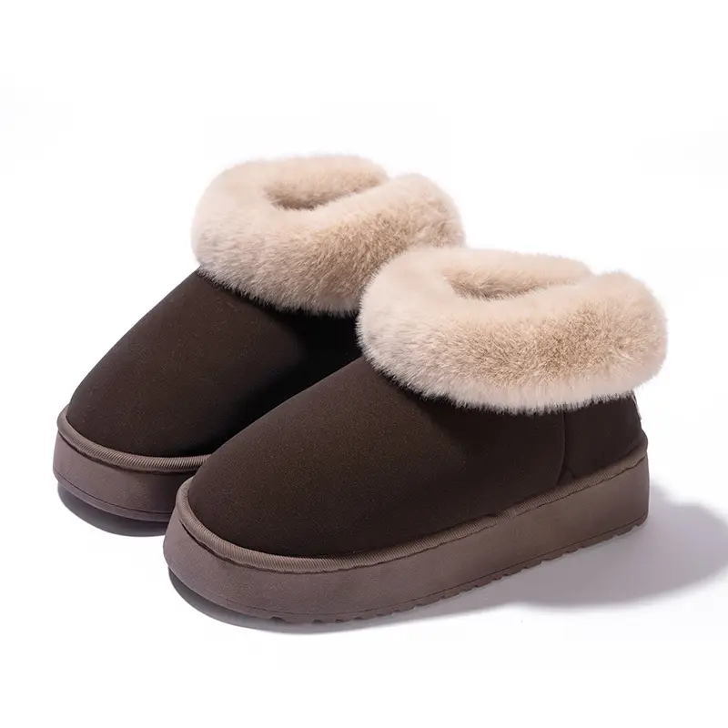 Mingsheng Thick-Soled Cotton Shoes, Winter Home Household Wool Slippers, Autumn and Winter Women's Outer Wear Non-Slip Plush High-Top Snow Boots