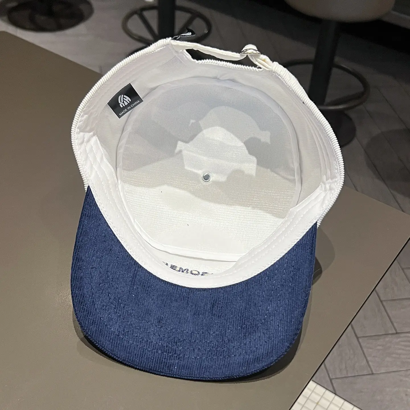 Korean Corduroy Letter Embroidery Cap Black White Blue — feature 11