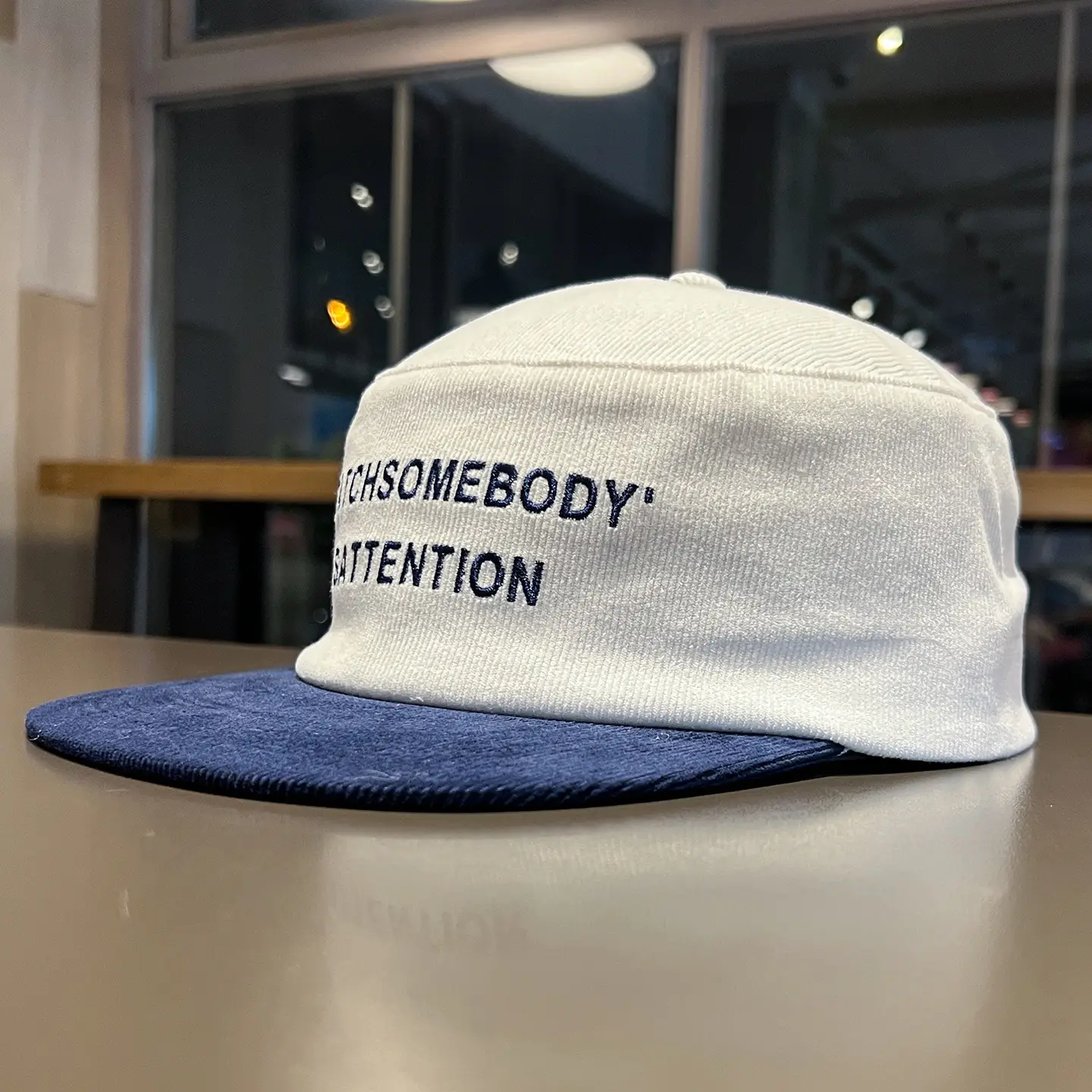 Korean Corduroy Letter Embroidery Cap Black White Blue — feature 21
