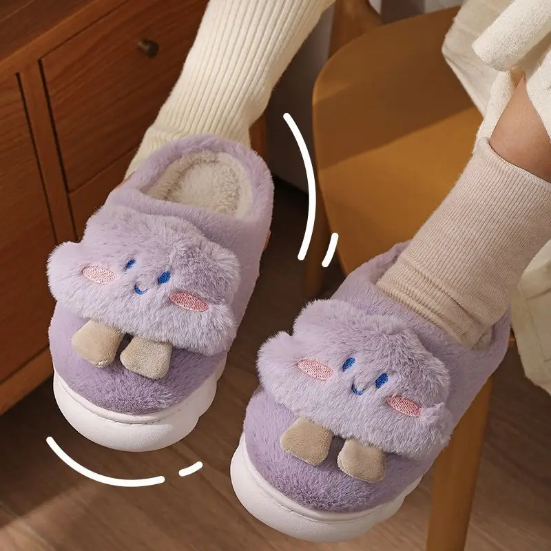 Manufacturer Wholesale Cotton Slippers for Women Winter Home Household Indoor Warm Non-Slip Thick-Soled Couple Wool Slippers for Men Autumn and Winter