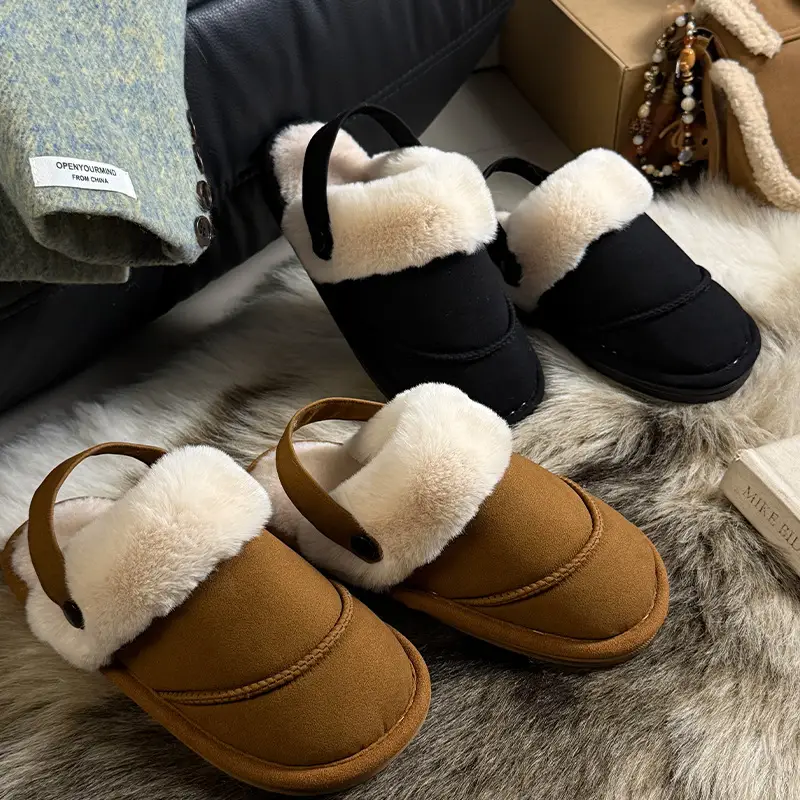 New Cotton Slippers for Women, Fashionable and Warm Daily Toe-Toe Furry Shoes That Can Be Worn Outside, Versatile Thick-Soled Non-Slip Fleece-Lined Cotton Shoes - Image 6