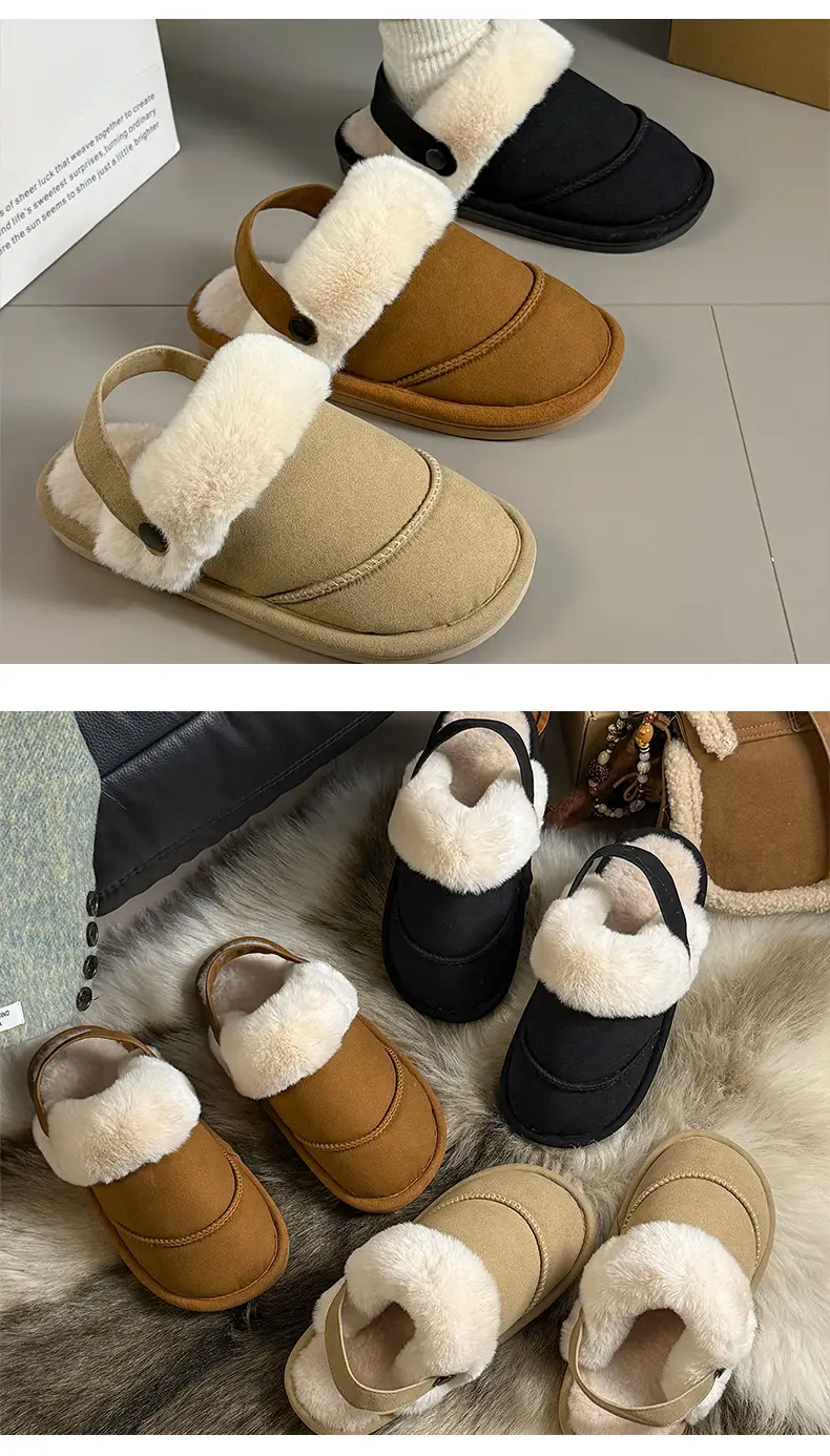 New Cotton Slippers for Women, Fashionable and Warm Daily Toe-Toe Furry Shoes That Can Be Worn Outside, Versatile Thick-Soled Non-Slip Fleece-Lined Cotton Shoes — feature 9