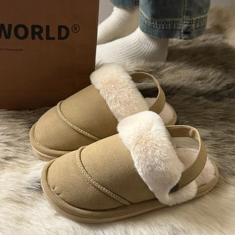 New Cotton Slippers for Women, Fashionable and Warm Daily Toe-Toe Furry Shoes That Can Be Worn Outside, Versatile Thick-Soled Non-Slip Fleece-Lined Cotton Shoes - Image 2