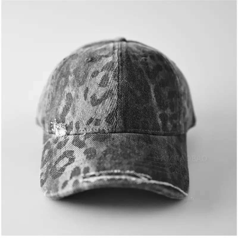 Vintage Ripped Brim Leopard Print Cap - Image 6