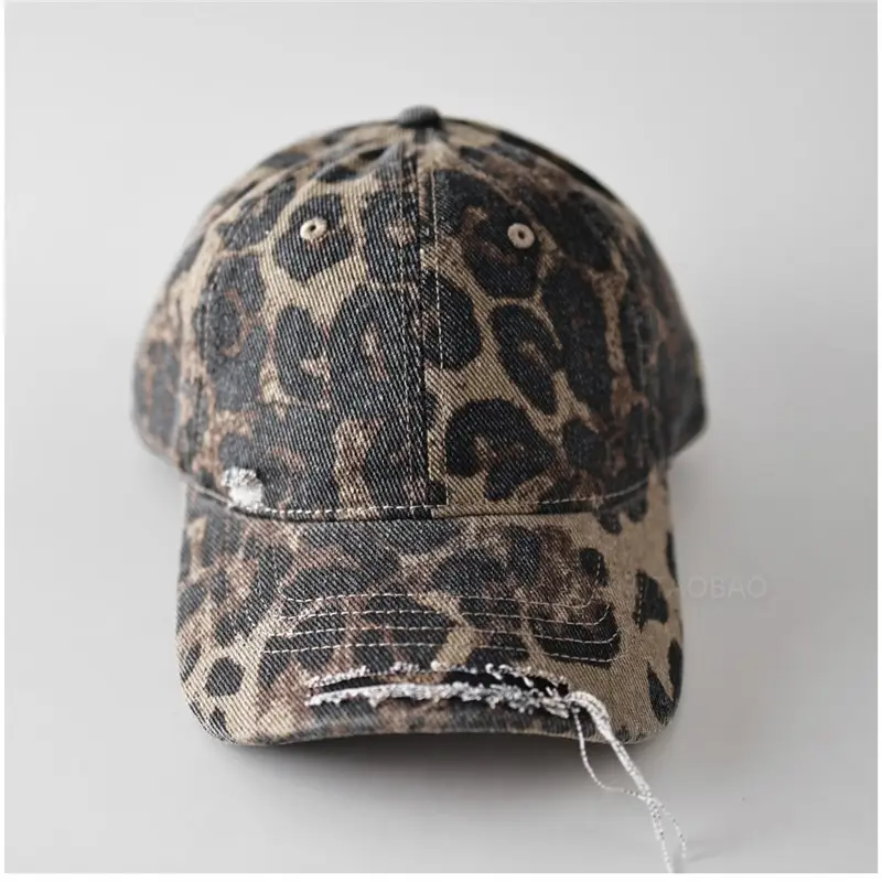 Vintage Ripped Brim Leopard Print Cap - Image 7