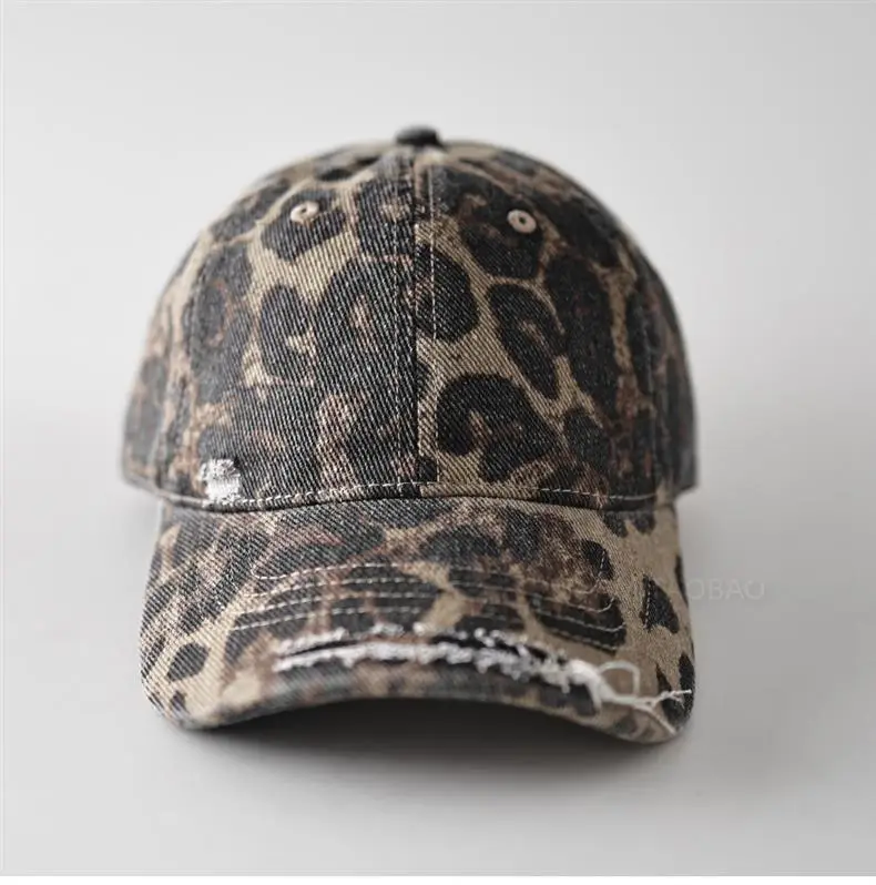 Vintage Ripped Brim Leopard Print Cap — feature 2
