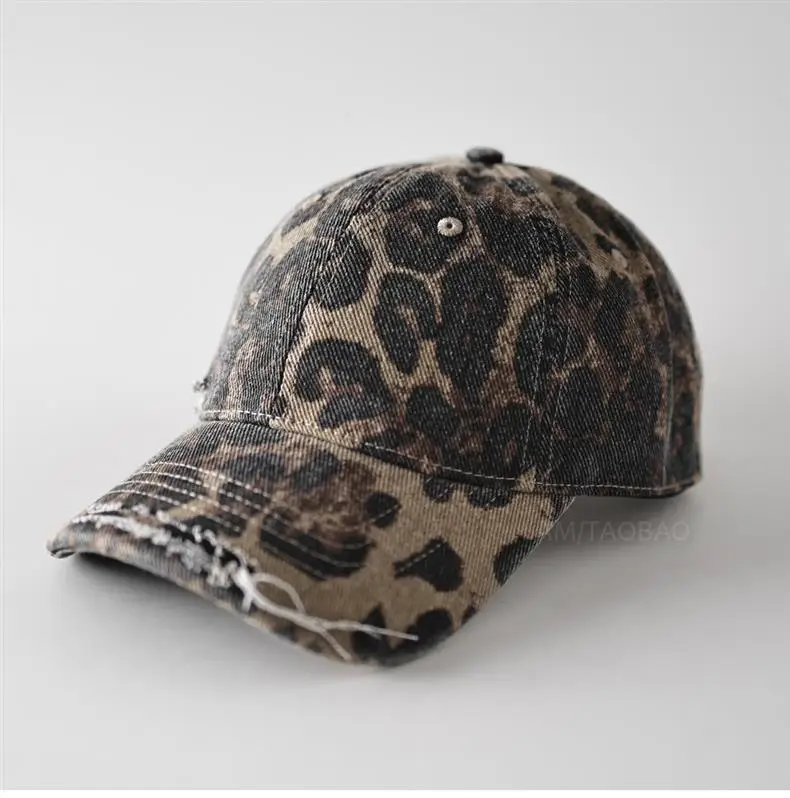 Vintage Ripped Brim Leopard Print Cap — feature 3