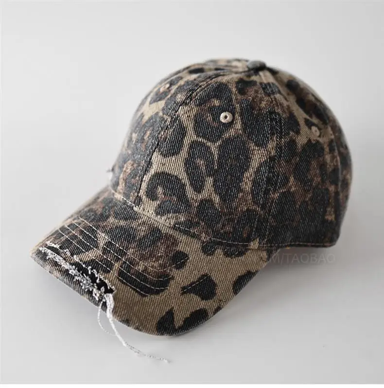 Vintage Ripped Brim Leopard Print Cap — feature 9