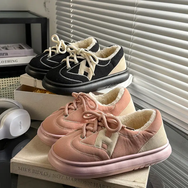 Women Suede Cotton Warm Slippers Winter Autumn