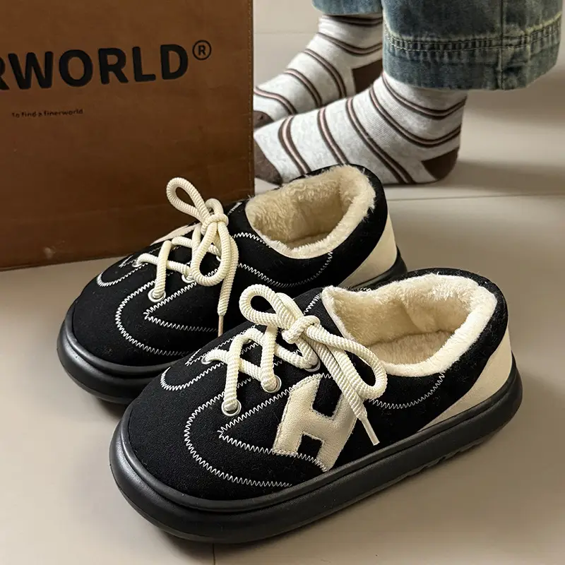 Women Suede Cotton Warm Slippers Winter Autumn