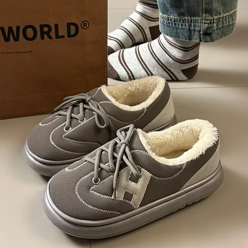 Women Suede Cotton Warm Slippers Winter Autumn