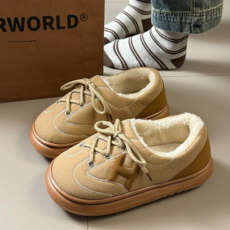 Women Suede Cotton Warm Slippers Winter Autumn