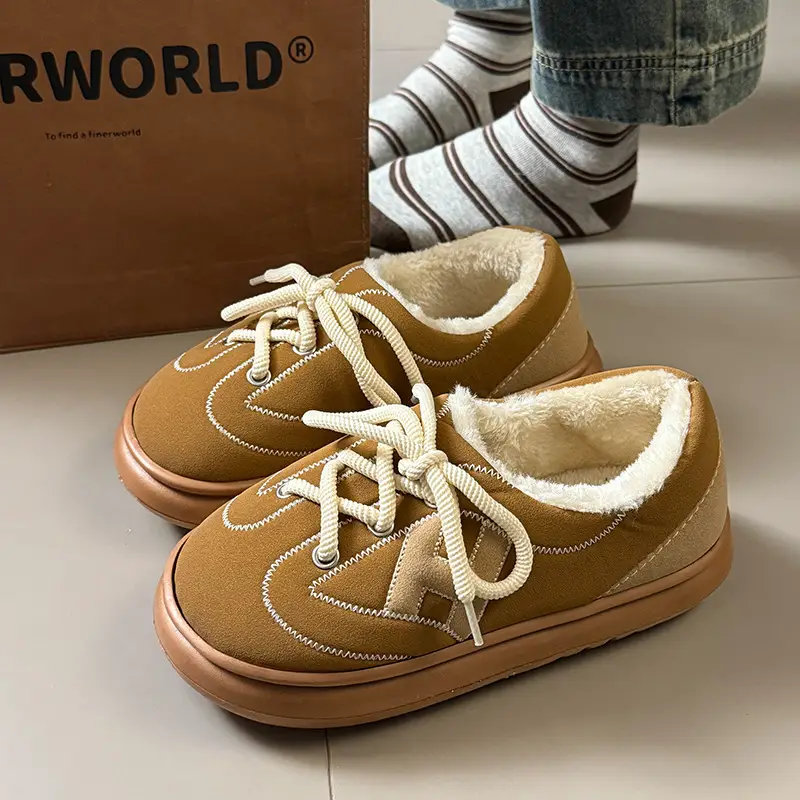 Women Suede Cotton Warm Slippers Winter Autumn