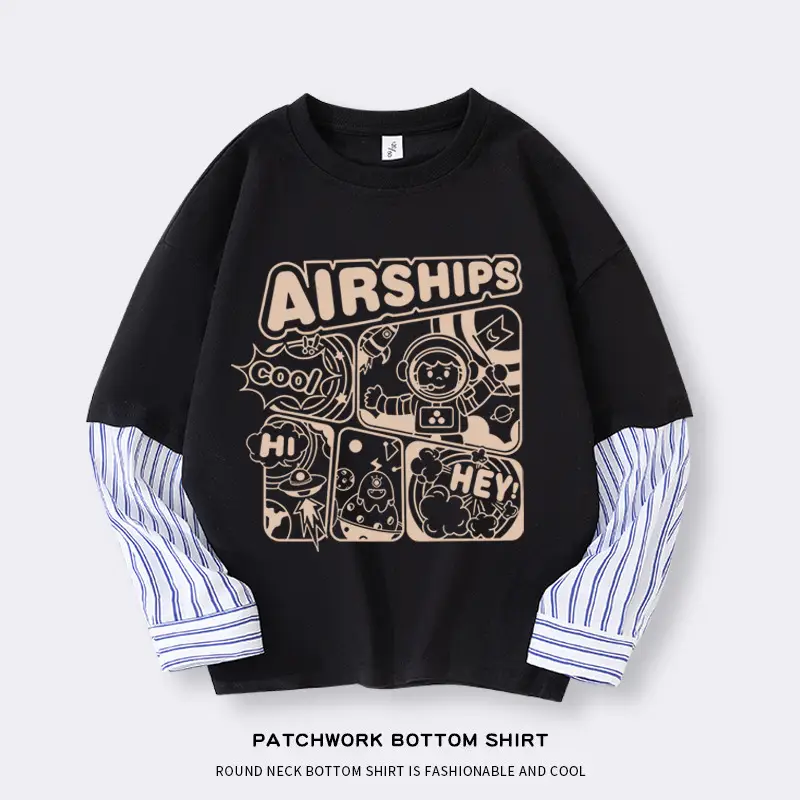 Boys Airships Printed Cotton Sweatshirt Black - Image 7