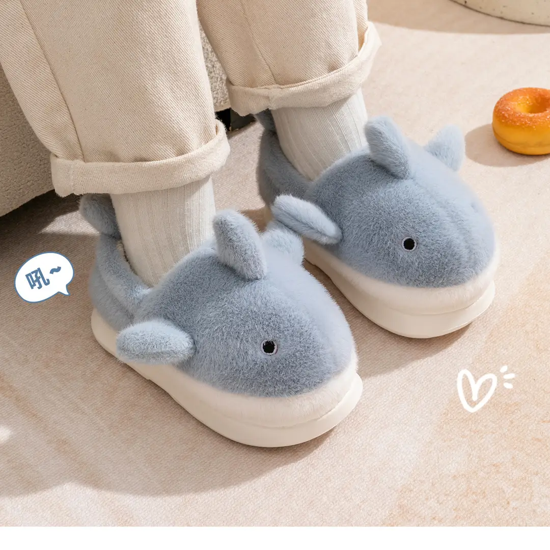 In Stock Whale Cotton Shoes for Kidsren and Girls Autumn and Winter 2024 New Indoor Home Warm Cartoon Furry Slippers for Men — feature 20