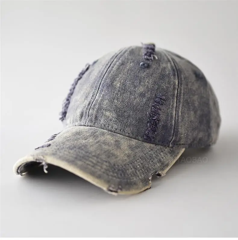 Men Distressed Plain Baseball Cap with Distressed Brim — feature 1