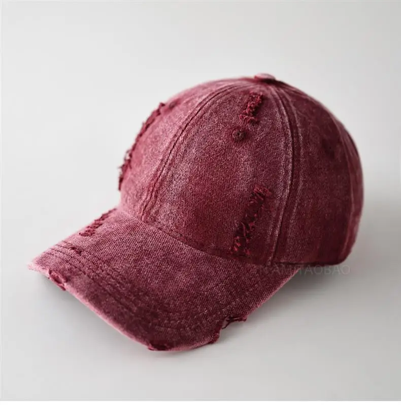 Men Distressed Plain Baseball Cap with Distressed Brim — feature 10