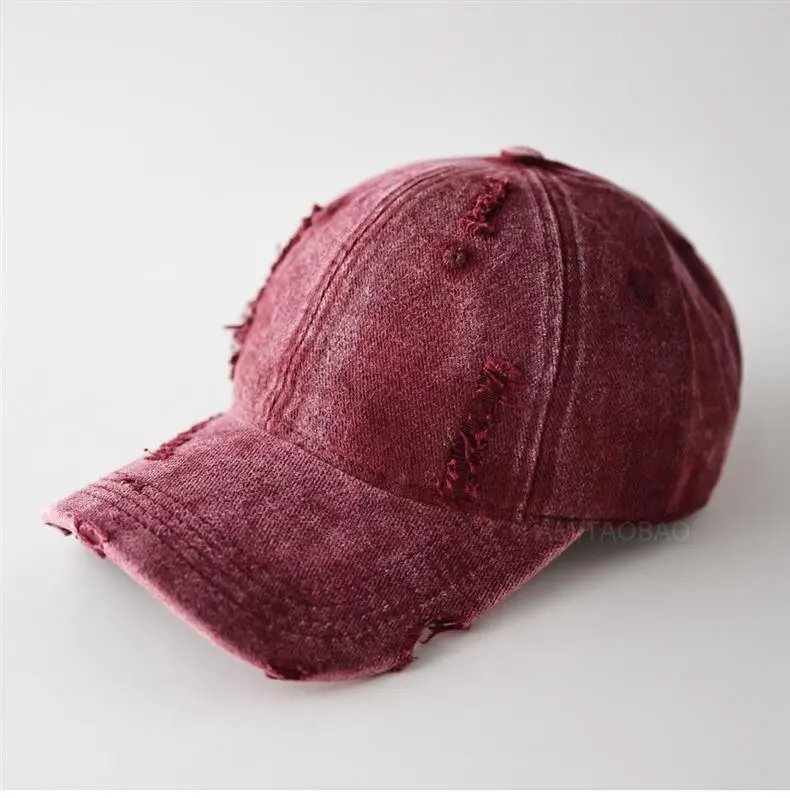 Men Distressed Plain Baseball Cap with Distressed Brim — feature 11