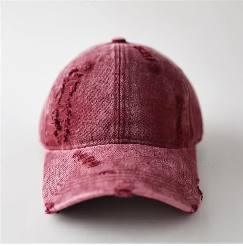 Men Distressed Plain Baseball Cap with Distressed Brim — feature 12