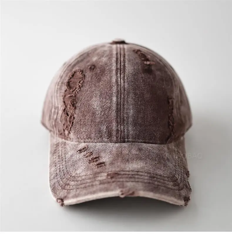 Men Distressed Plain Baseball Cap with Distressed Brim — feature 13