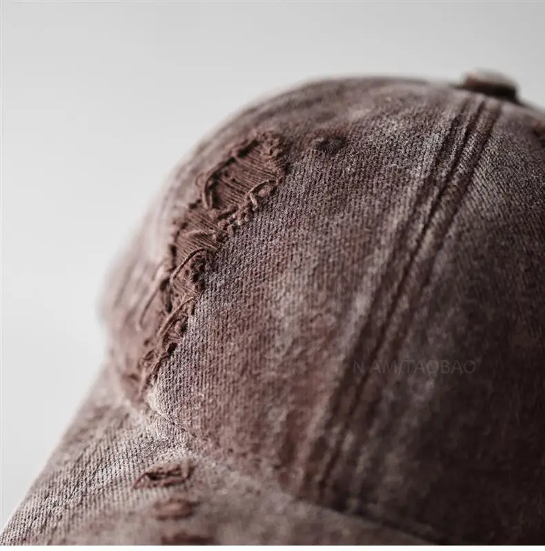Men Distressed Plain Baseball Cap with Distressed Brim — feature 14