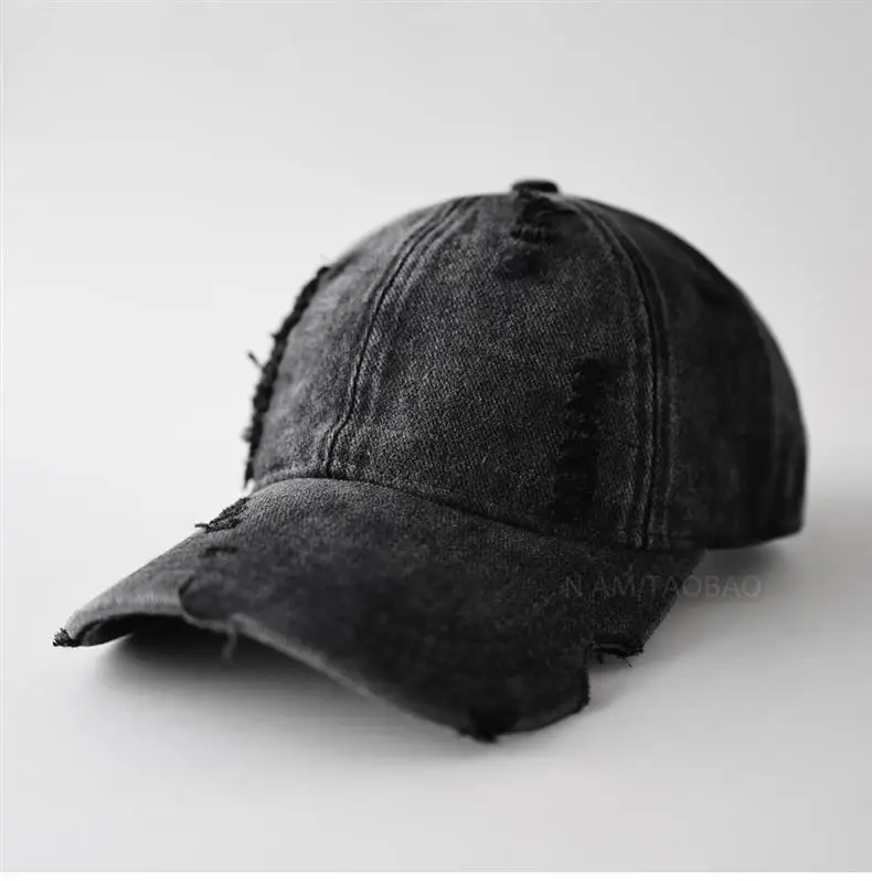 Men Distressed Plain Baseball Cap with Distressed Brim — feature 2