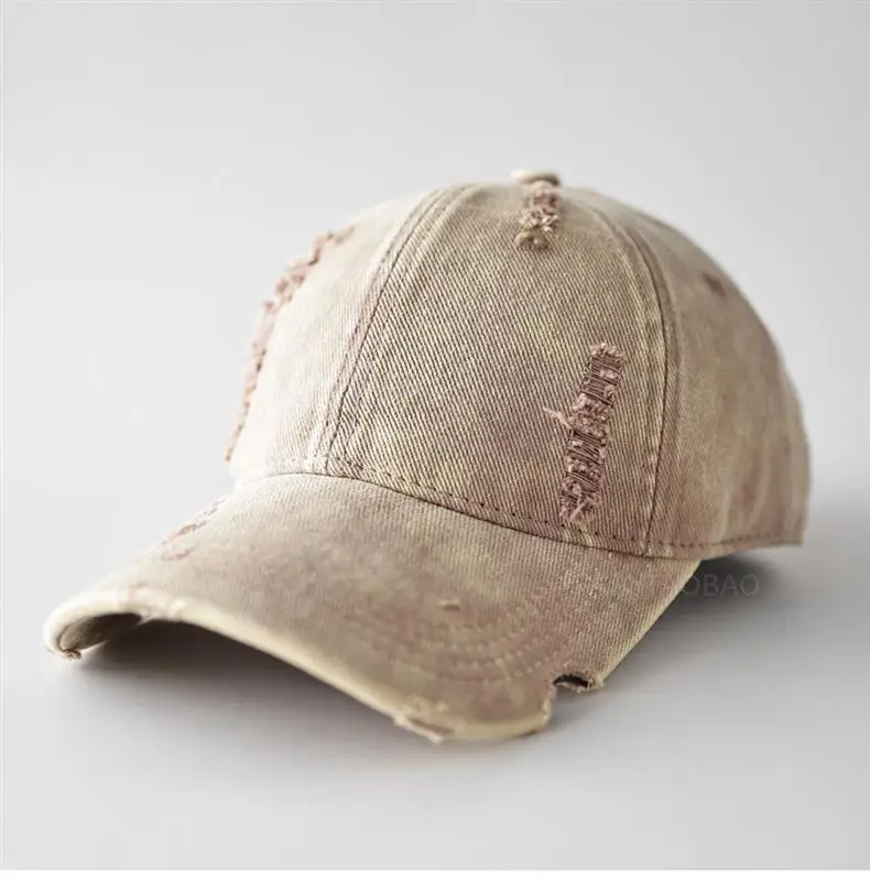 Men Distressed Plain Baseball Cap with Distressed Brim — feature 4