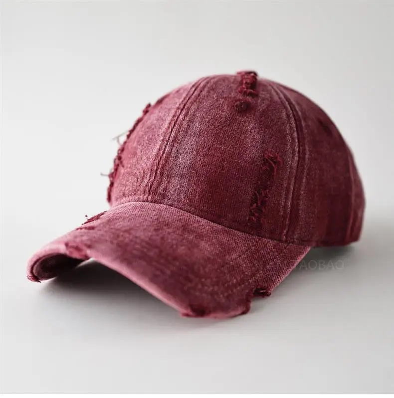 Men Distressed Plain Baseball Cap with Distressed Brim — feature 7