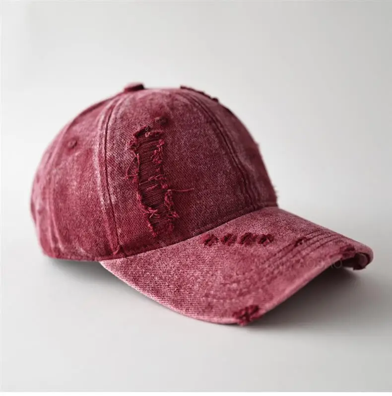Men Distressed Plain Baseball Cap with Distressed Brim — feature 9