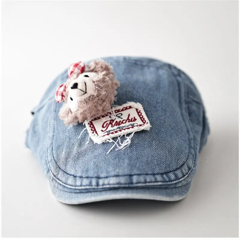 Bear Patch Denim Cap for Women New Autumn Cute Soft Sweet Casual Versatile Baseball Cap - Image 6