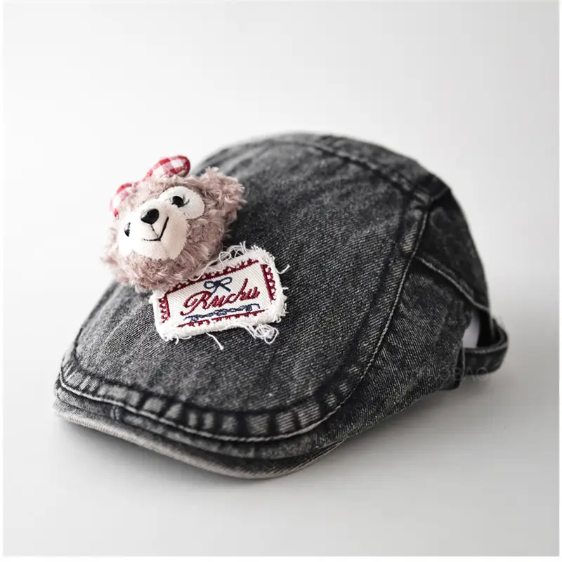 Bear Patch Denim Cap for Women New Autumn Cute Soft Sweet Casual Versatile Baseball Cap - Image 7