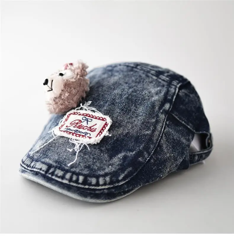 Bear Patch Denim Cap for Women New Autumn Cute Soft Sweet Casual Versatile Baseball Cap — feature 1