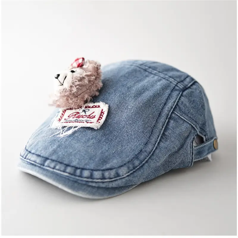 Bear Patch Denim Cap for Women New Autumn Cute Soft Sweet Casual Versatile Baseball Cap - Image 4