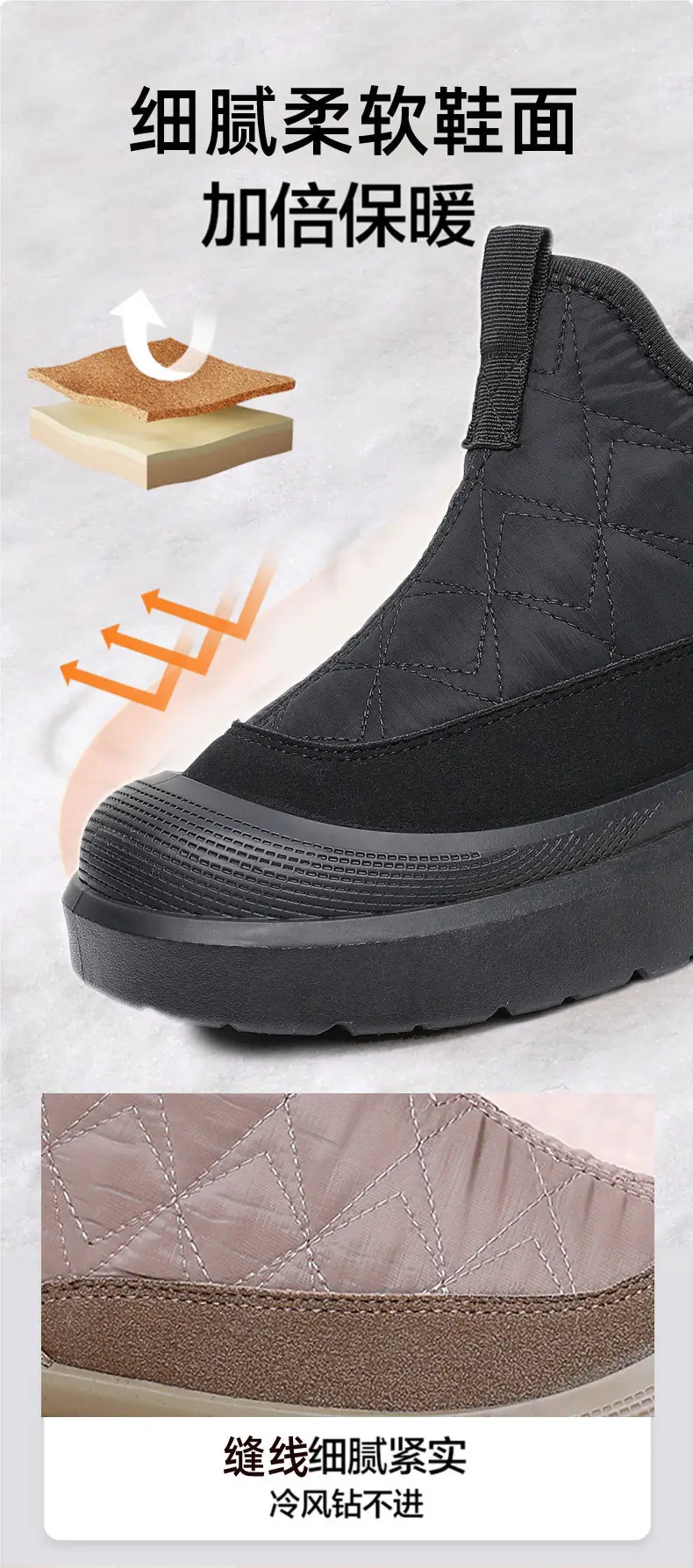 Women's Warm Winter Cotton Boots, Fashionable Versatile Anti-Slip Snow Boots, Casual Comfortable Slip-On Mom Shoes — feature 6