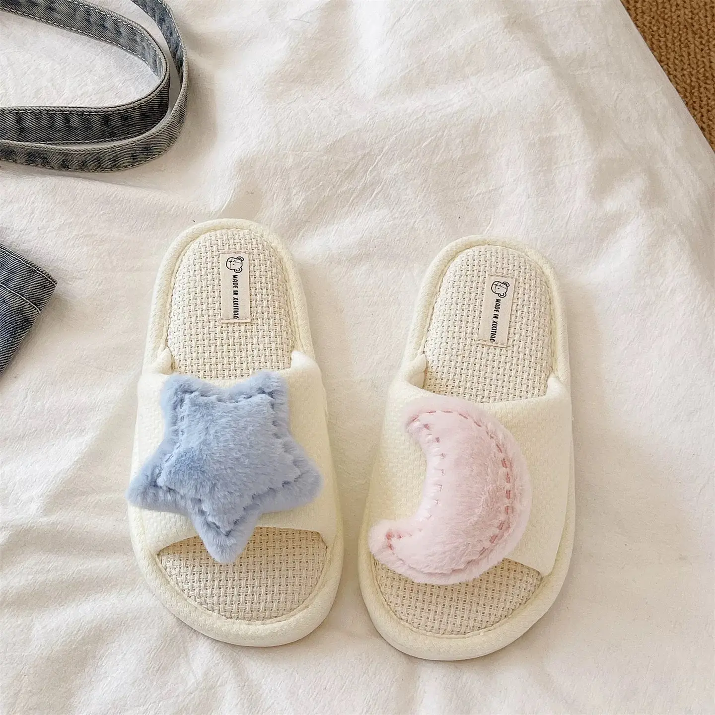 Cute Star Moon Linen Slippers for Women - Image 4