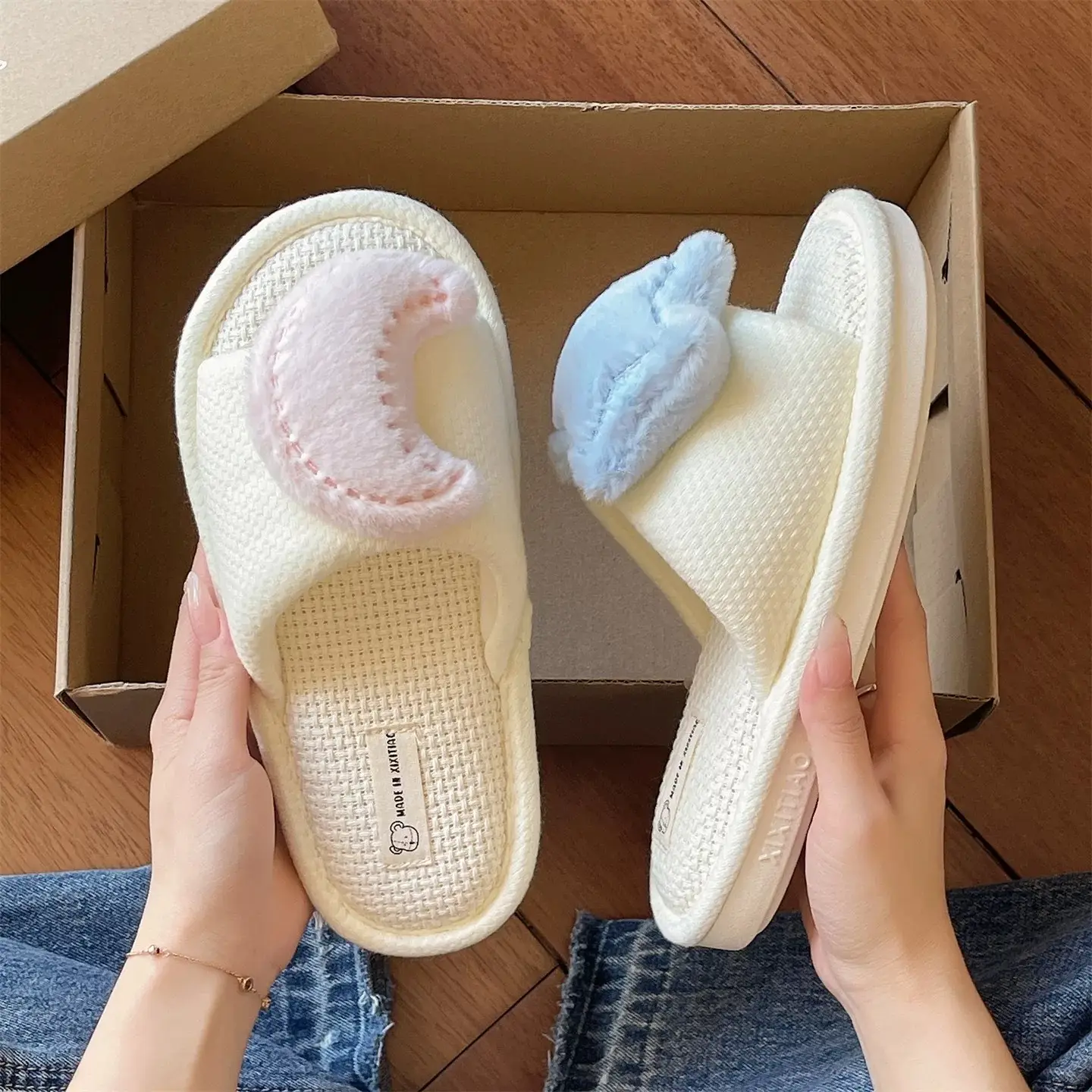 Cute Star Moon Linen Slippers for Women - Image 5