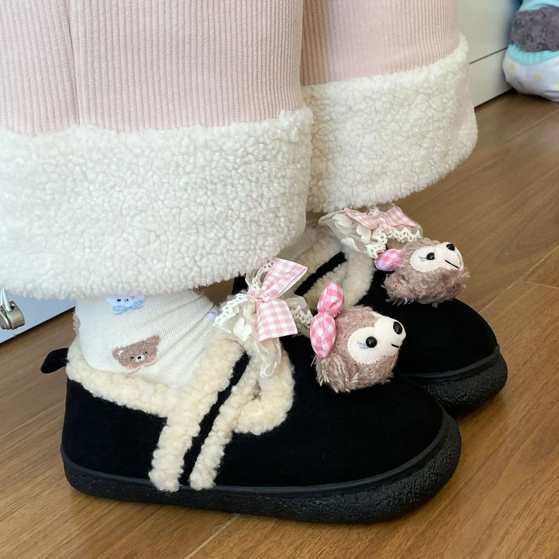 Cute Bear Lined Boots for Girls Winter Warm - Image 4