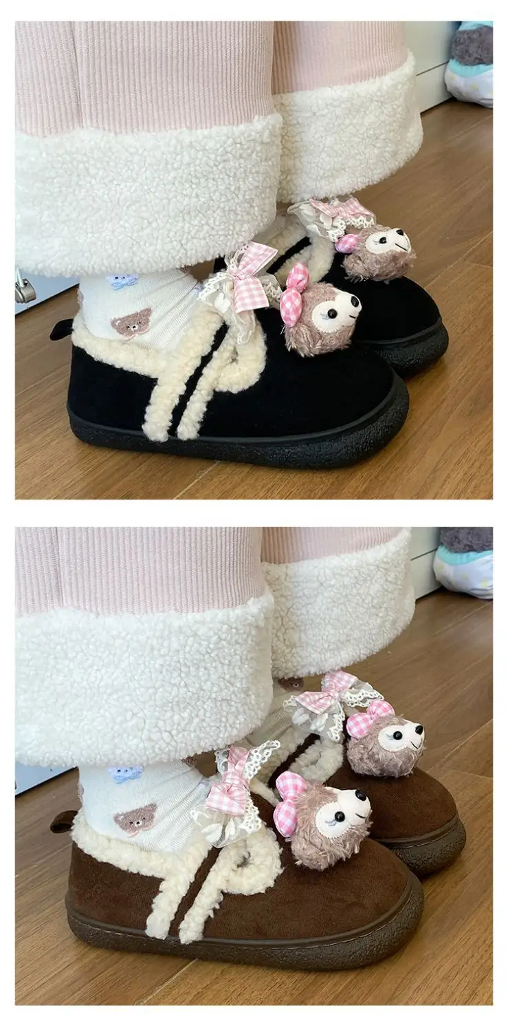 Cute Bear Lined Boots for Girls Winter Warm — feature 12