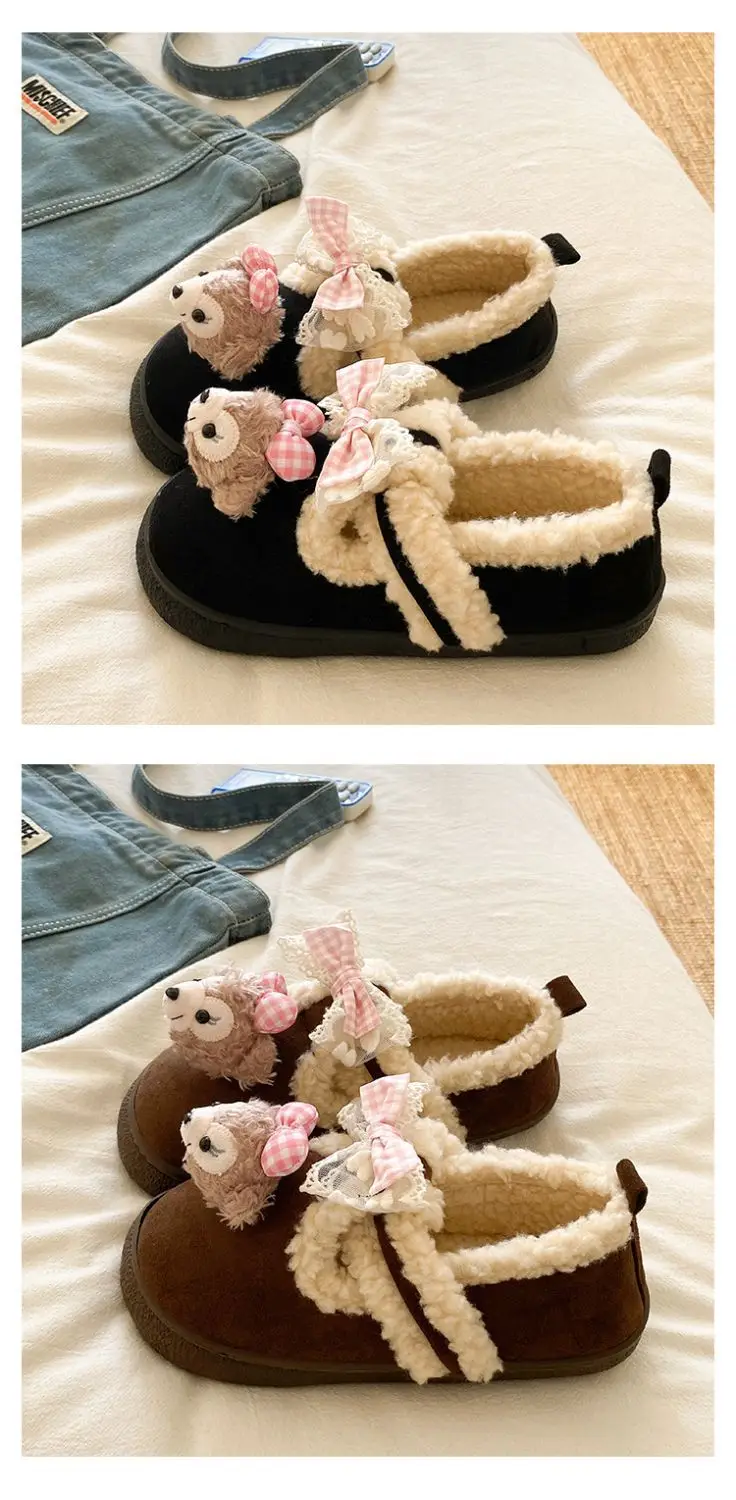 Cute Bear Lined Boots for Girls Winter Warm — feature 14