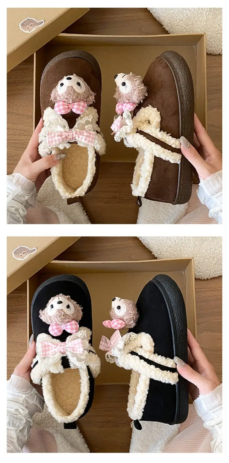 Cute Bear Lined Boots for Girls Winter Warm — feature 15