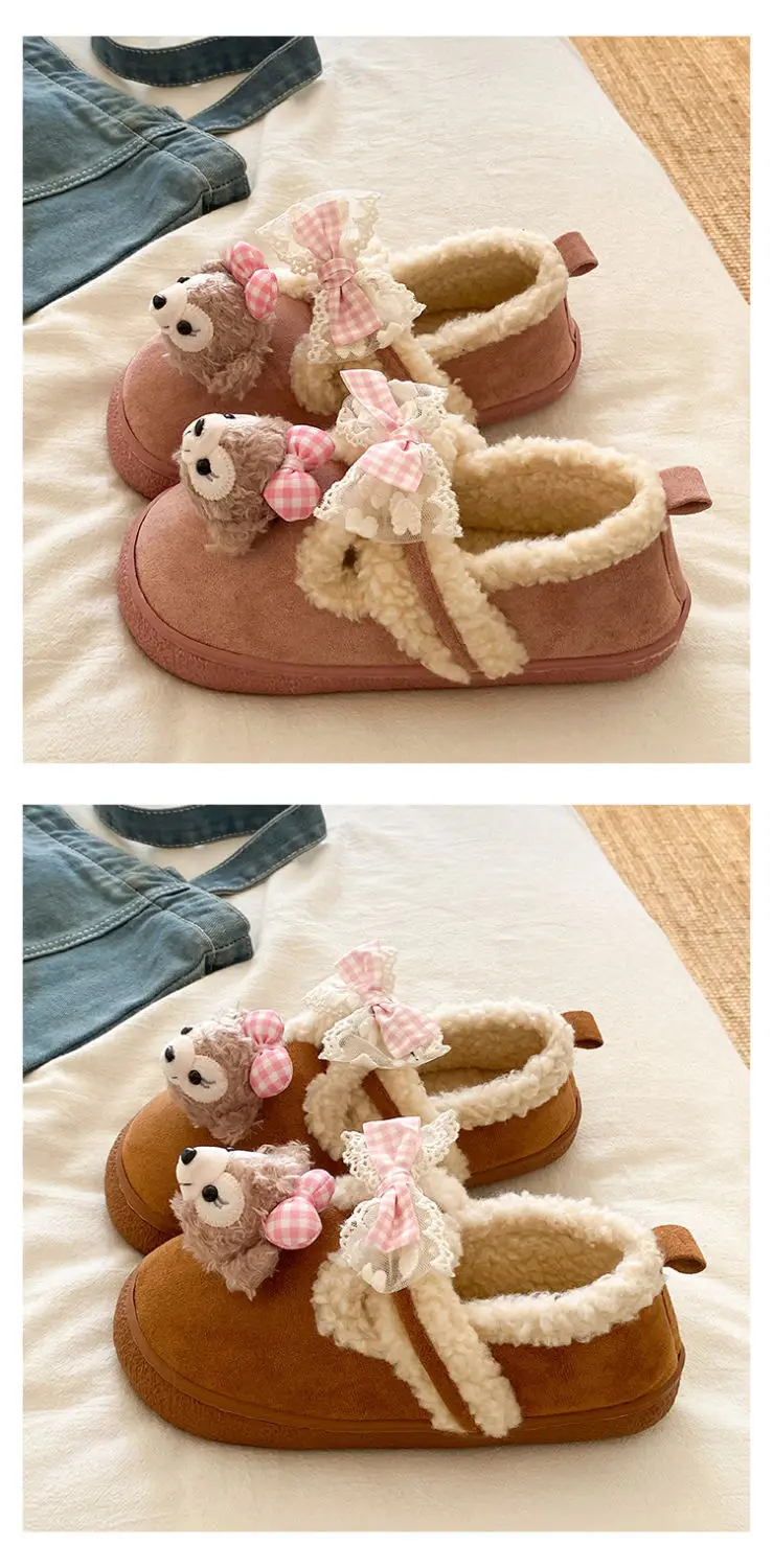 Cute Bear Lined Boots for Girls Winter Warm — feature 16