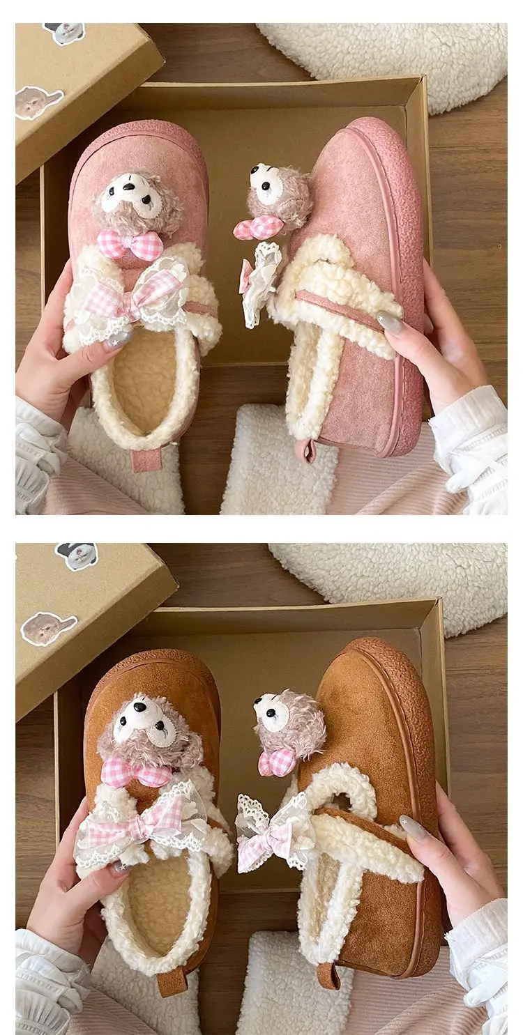 Cute Bear Lined Boots for Girls Winter Warm — feature 17