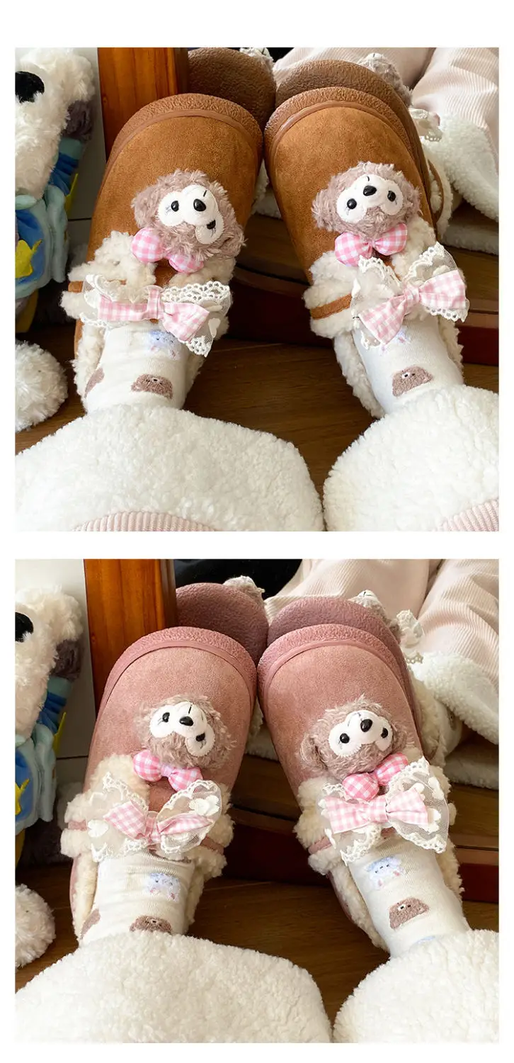 Cute Bear Lined Boots for Girls Winter Warm — feature 18